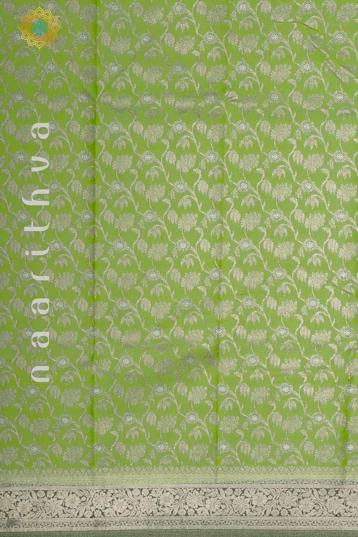 LIGHT GREEN WITH BOTTLE GREEN - SEMI TISSUE GEORGETTE