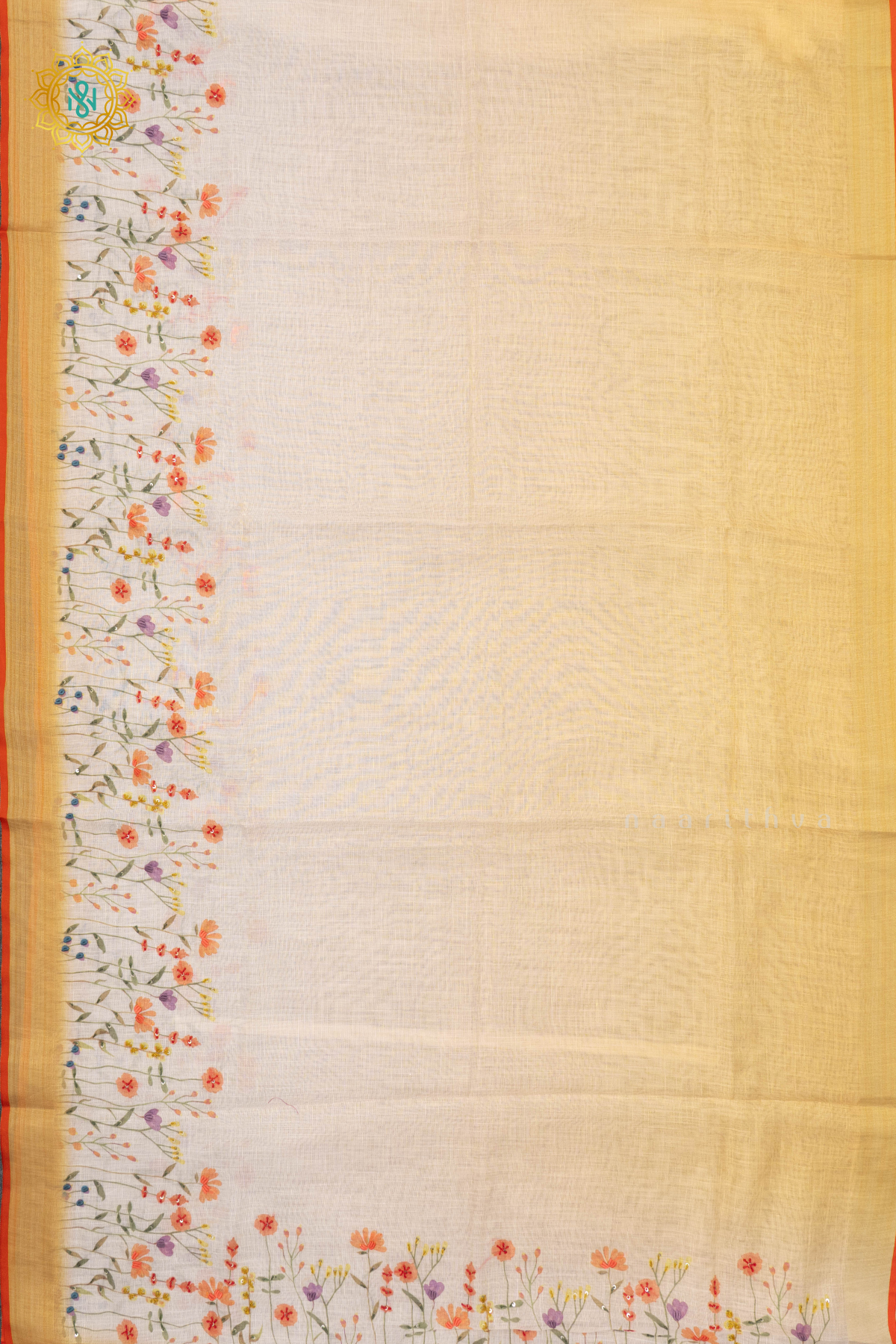 WHITE WITH YELLOW - LINEN TISSUE