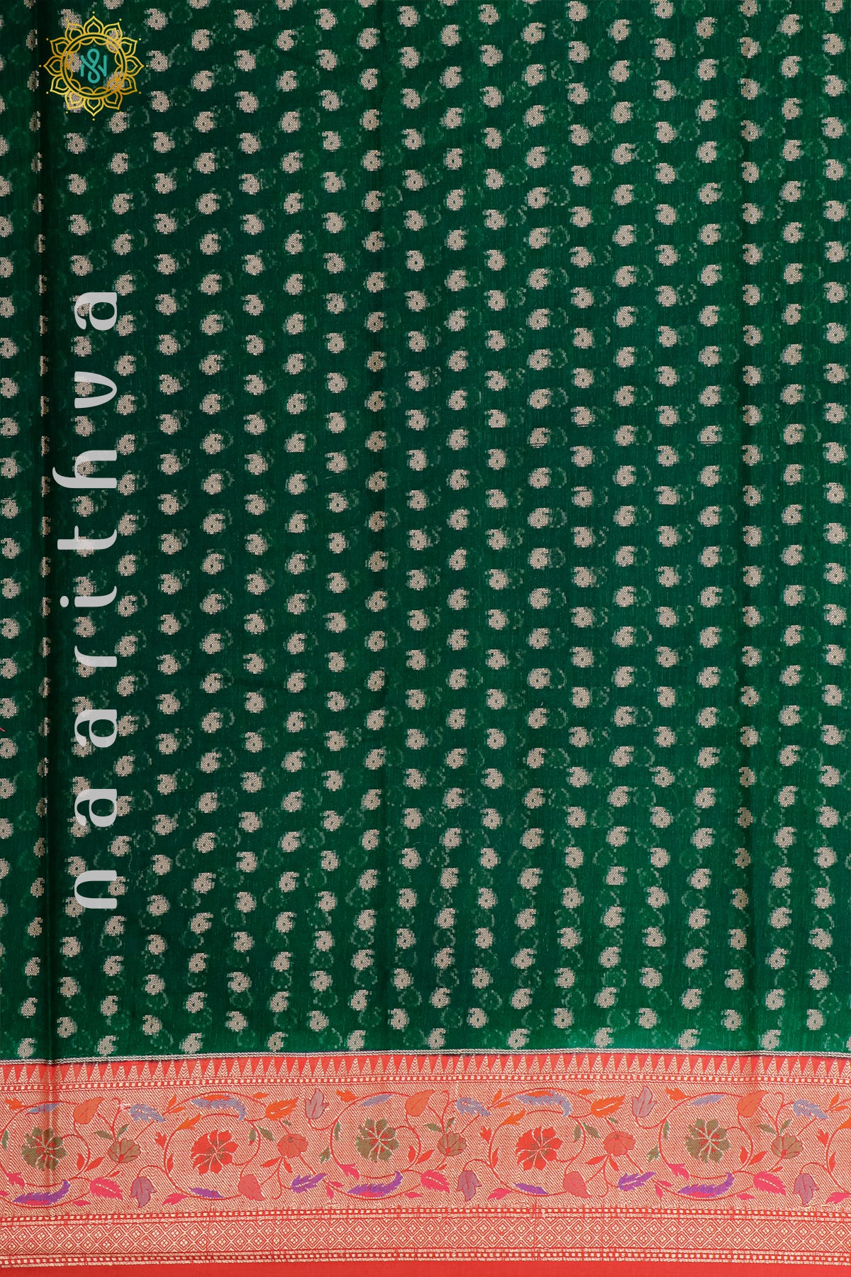 GREEN WITH RED - JUTE COTTON