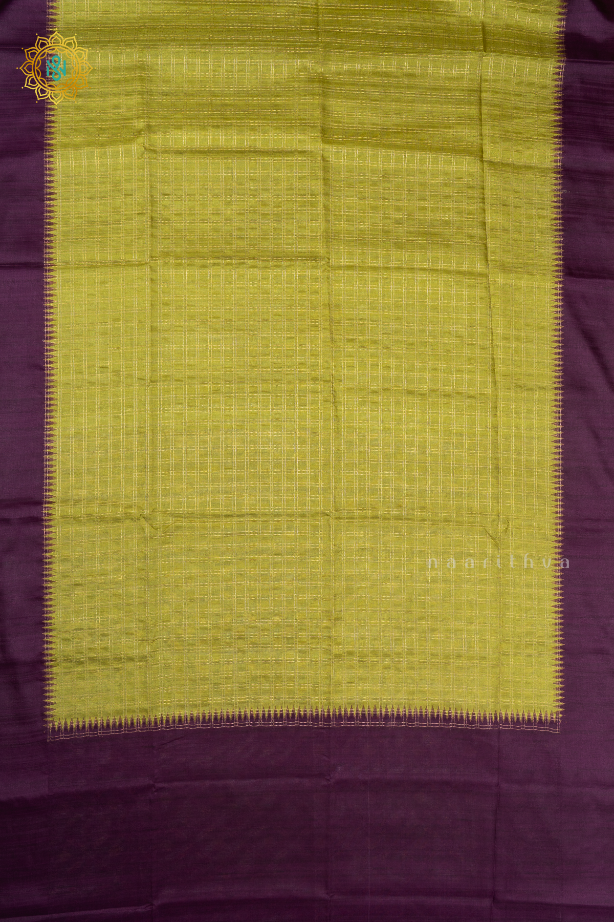 PARROT GREEN WITH PURPLE - SEMI TUSSAR SILK