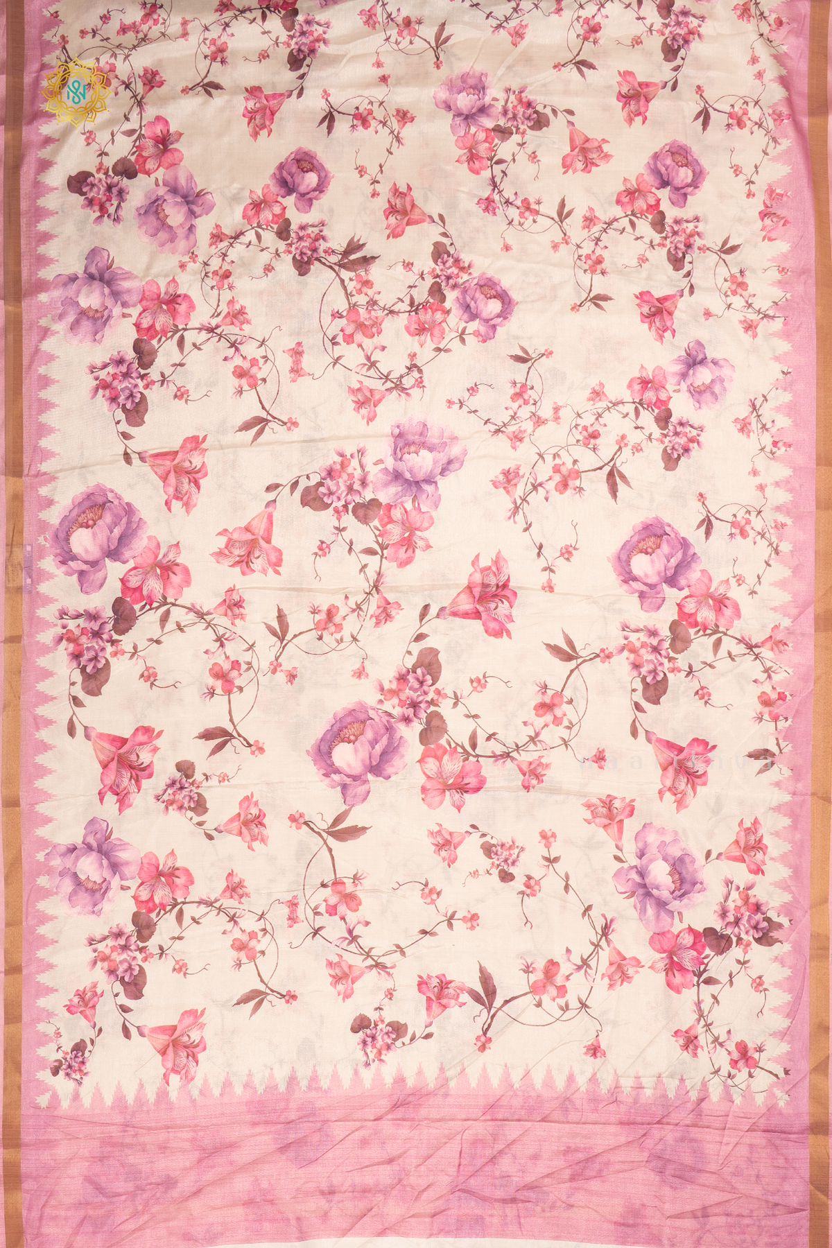 OFF WHITE WITH LIGHT PINK - SOFT TUSSAR