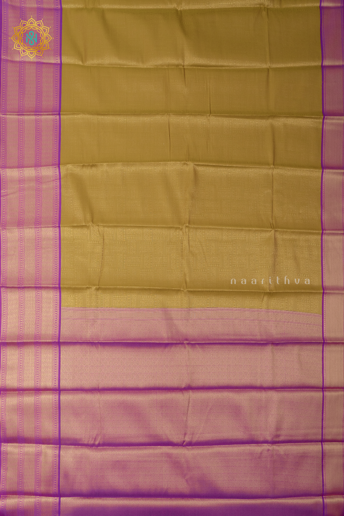 PARROT GREEN WITH PURPLE - SEMI KANCHI