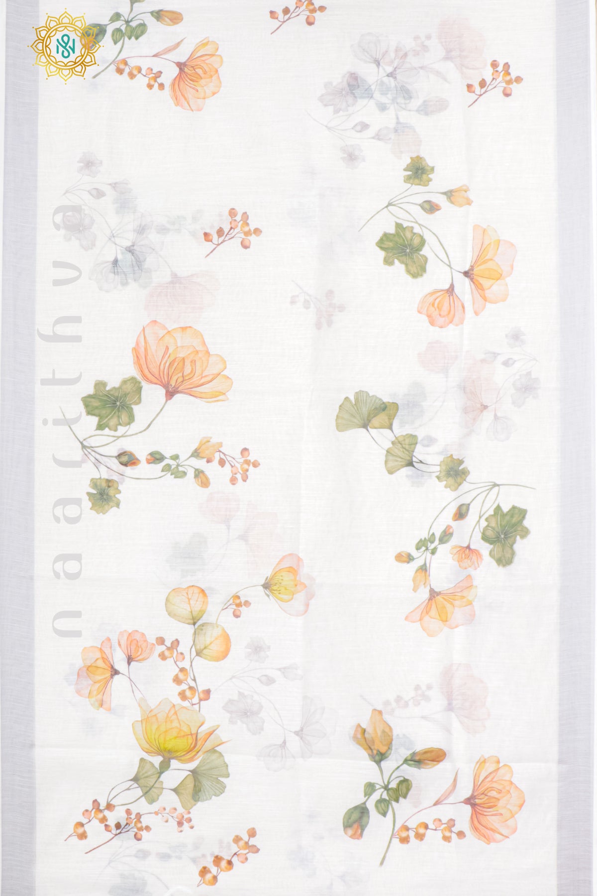 WHITE WITH ORANGE - LINEN BY COTTON