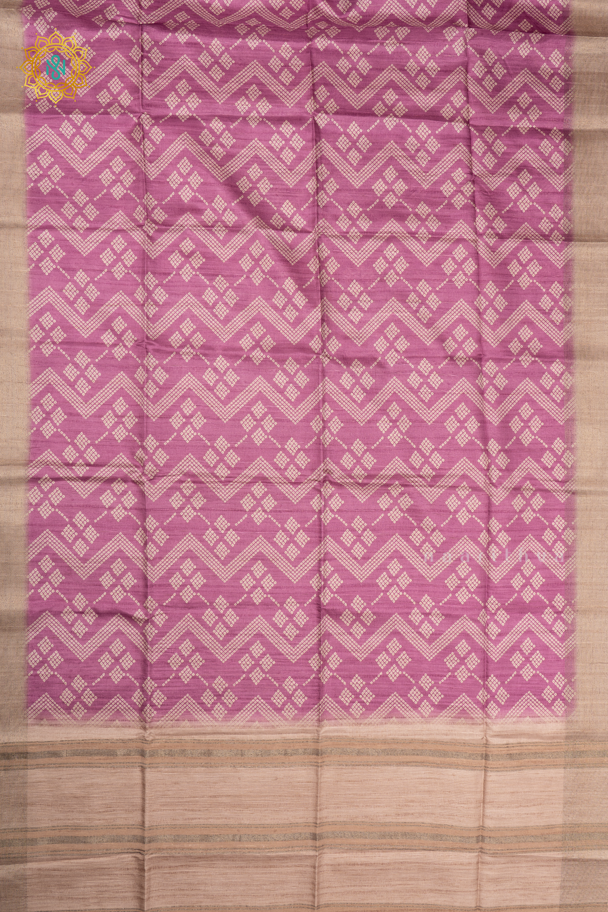 PINKISH LAVENDER WITH BEIGE - SEMI TUSSAR SILK