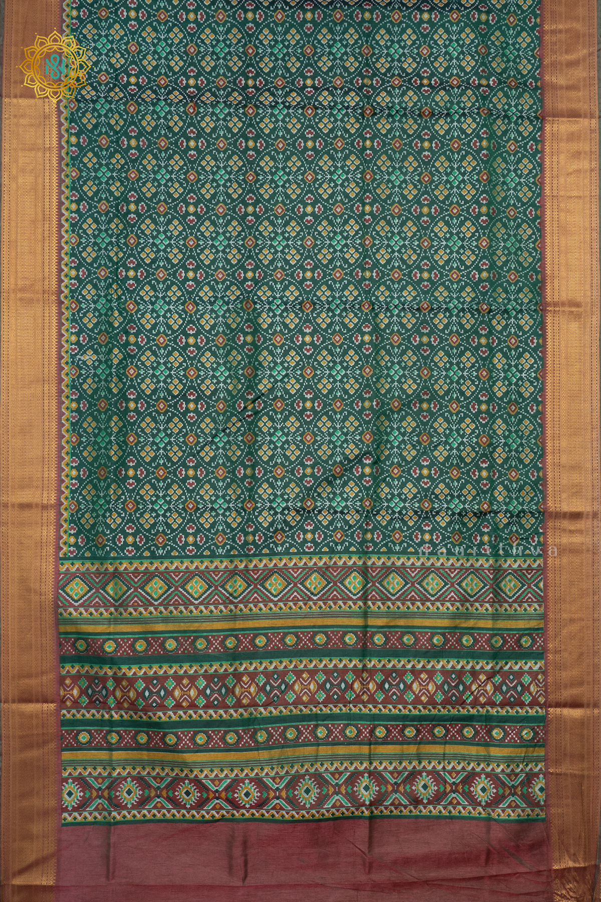 GREEN WITH MAROON - SEMI PATOLA SILK