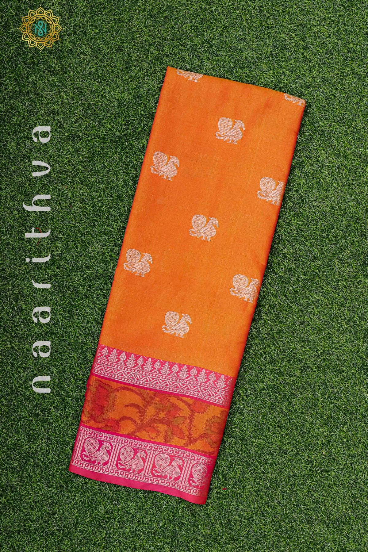 ORANGE WITH PINK - SEMI KANCHI