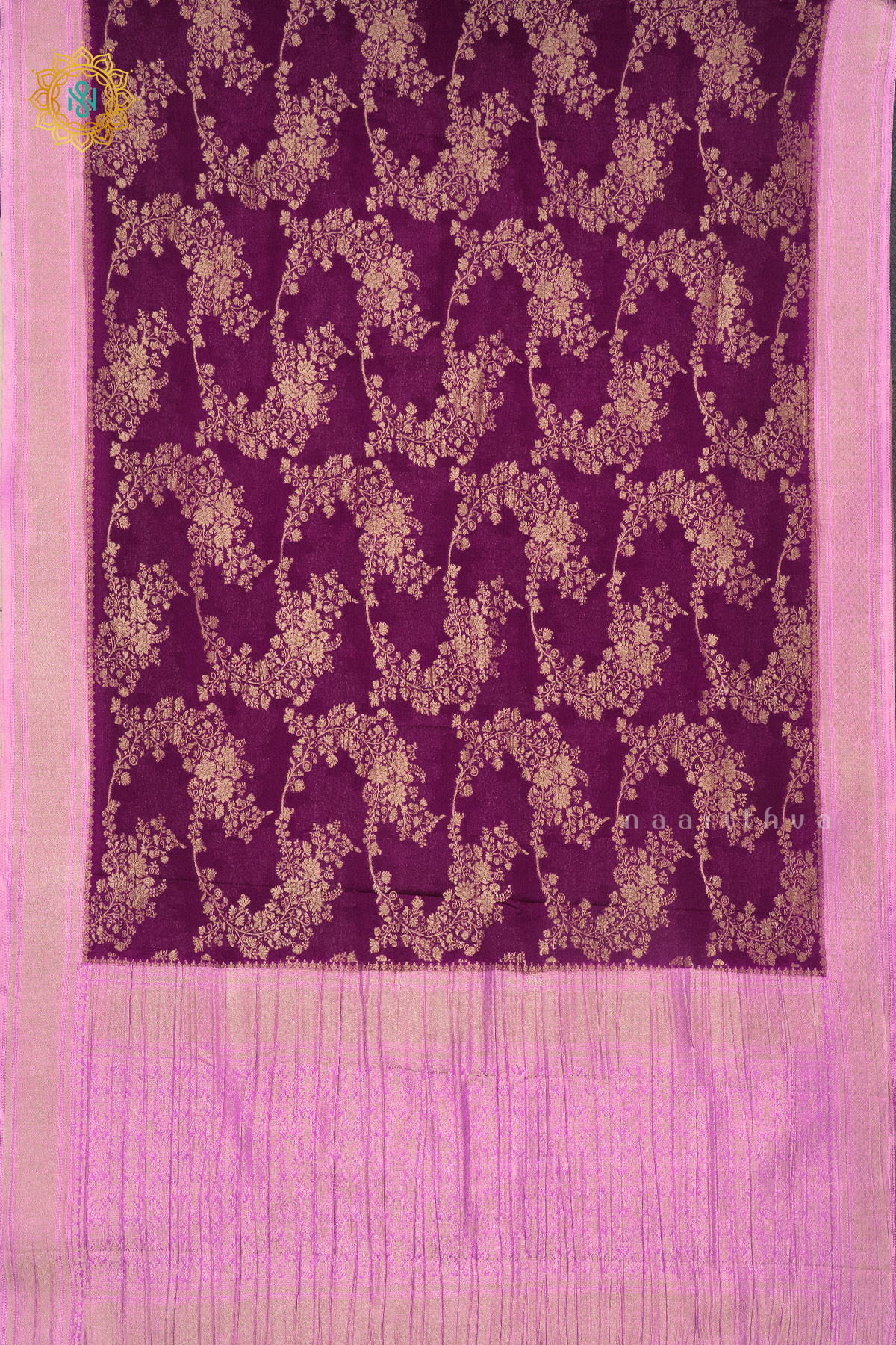 WINE WITH LAVENDER - SEMI CREPE GEORGETTE