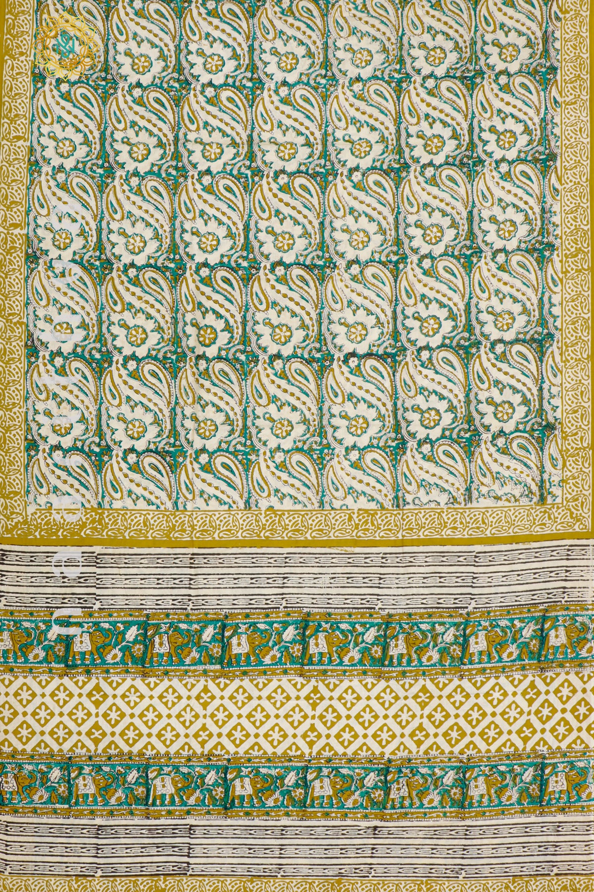 GREEN WITH YELLOW - MUL COTTON