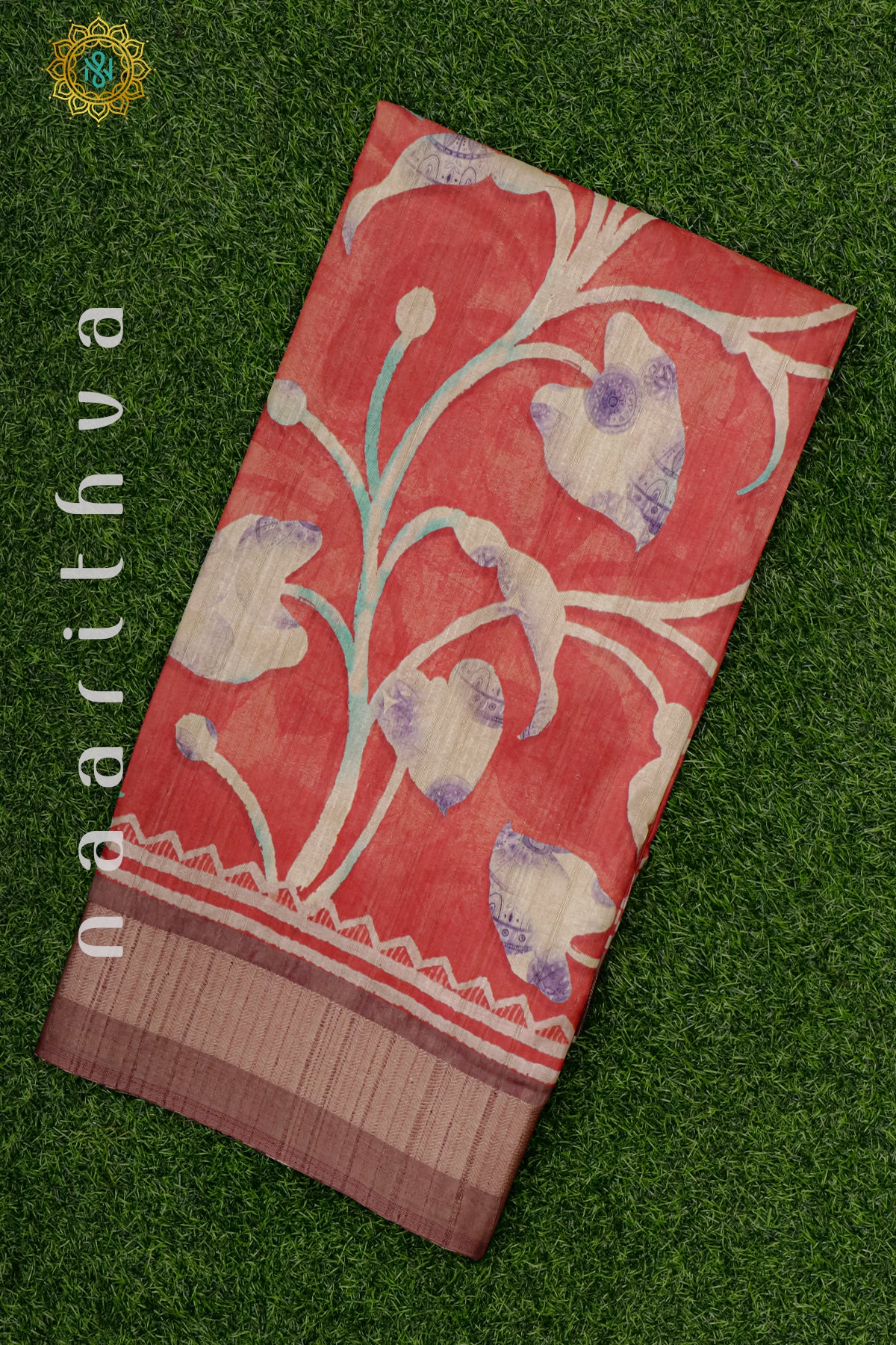 RED WITH BROWN - DOLA SILK