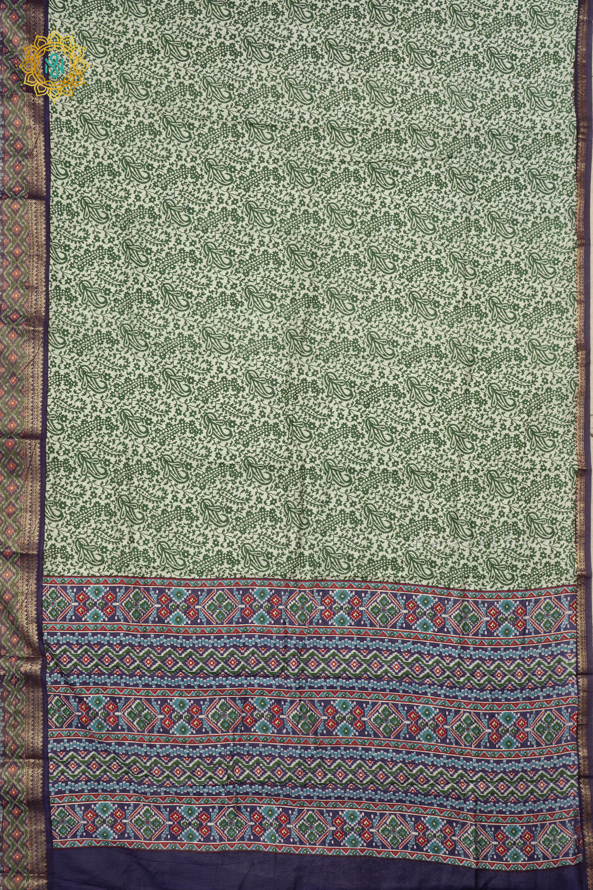 GREEN WITH BLUE - VISCOSE COTTON