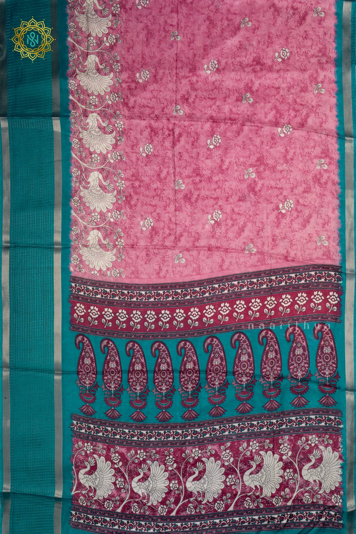 LIGHT PINK WITH SKY BLUE - DOLA SILK SAREE
