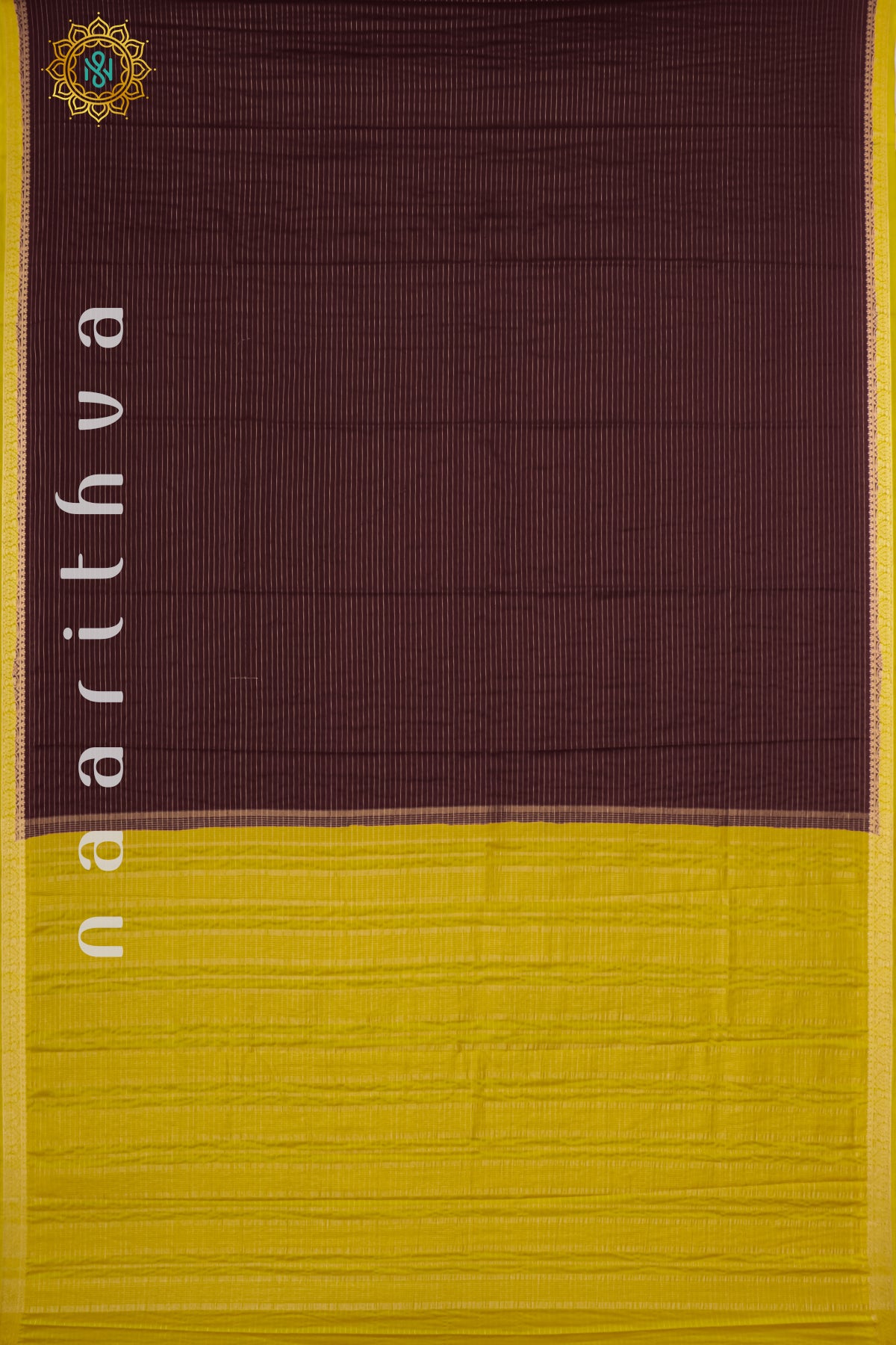 BROWN WITH YELLOW - SEMI MYSORE CREPE SILK