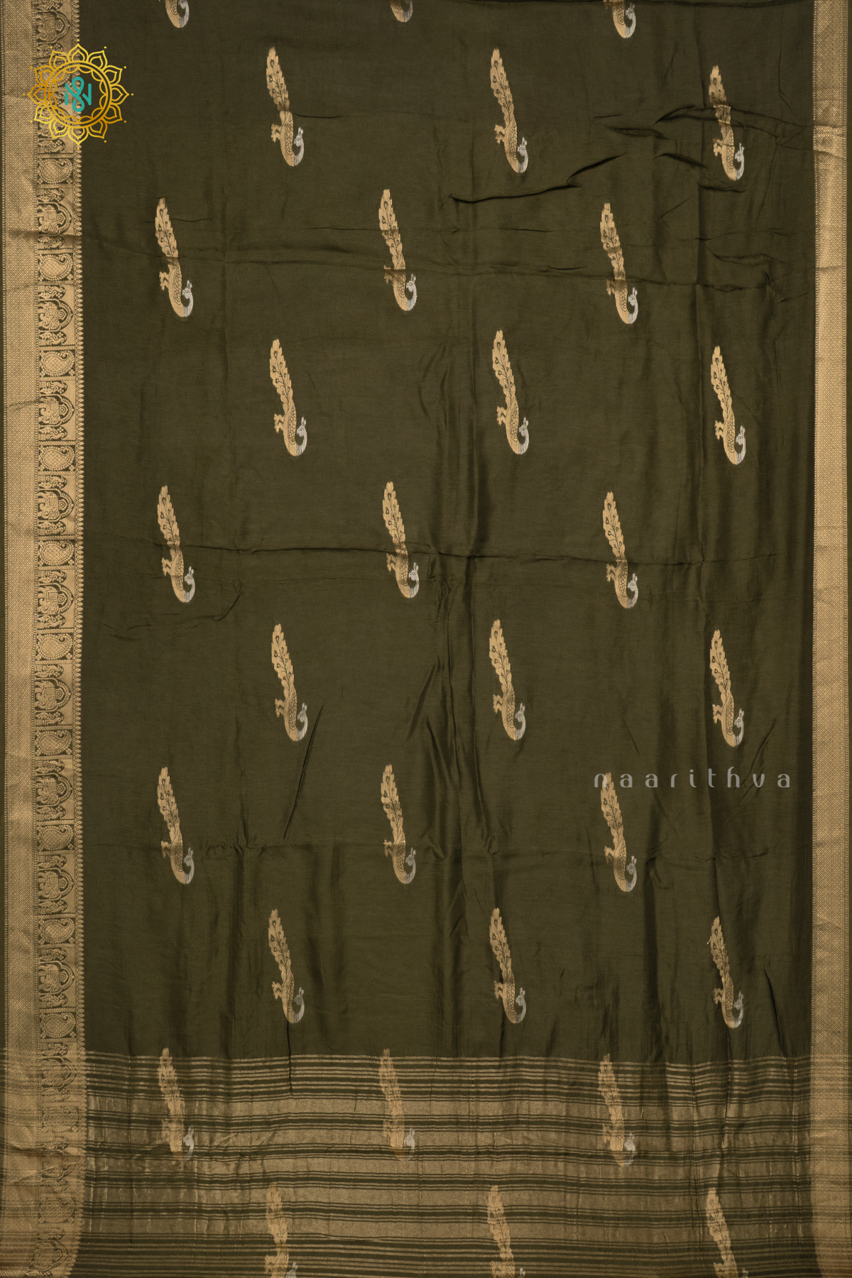 OLIVE GREEN WITH YELLOW - DOLA SILK
