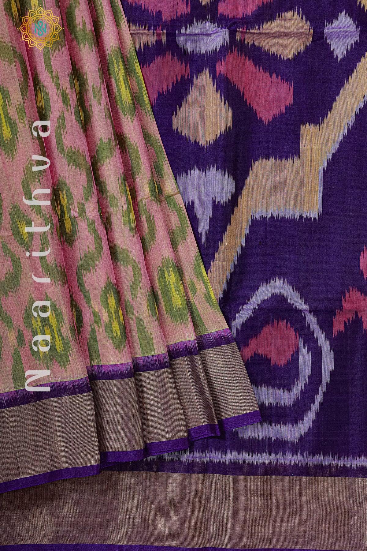 DUAL SHADE OF LIGHT PINK WITH PURPLE - IKAT SICO