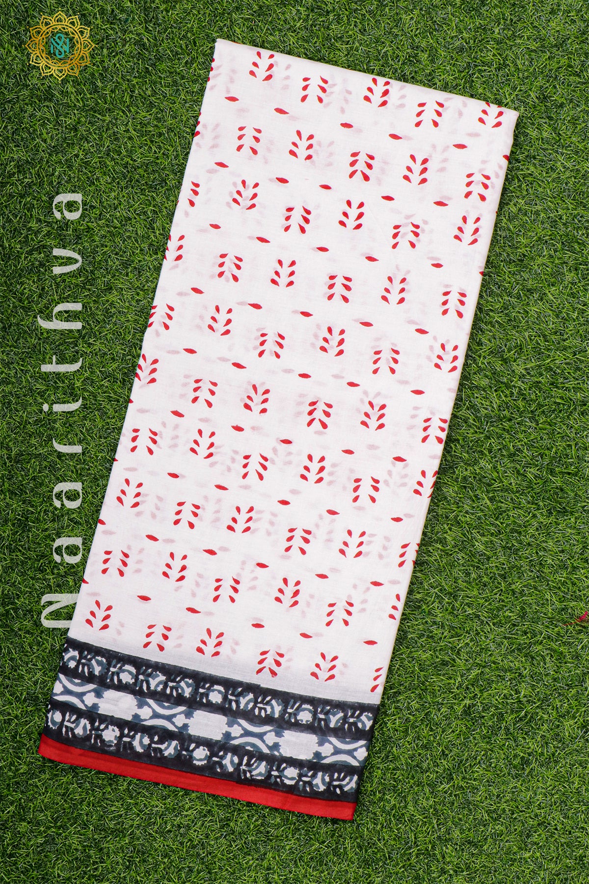 WHITE WITH RED - MUL COTTON