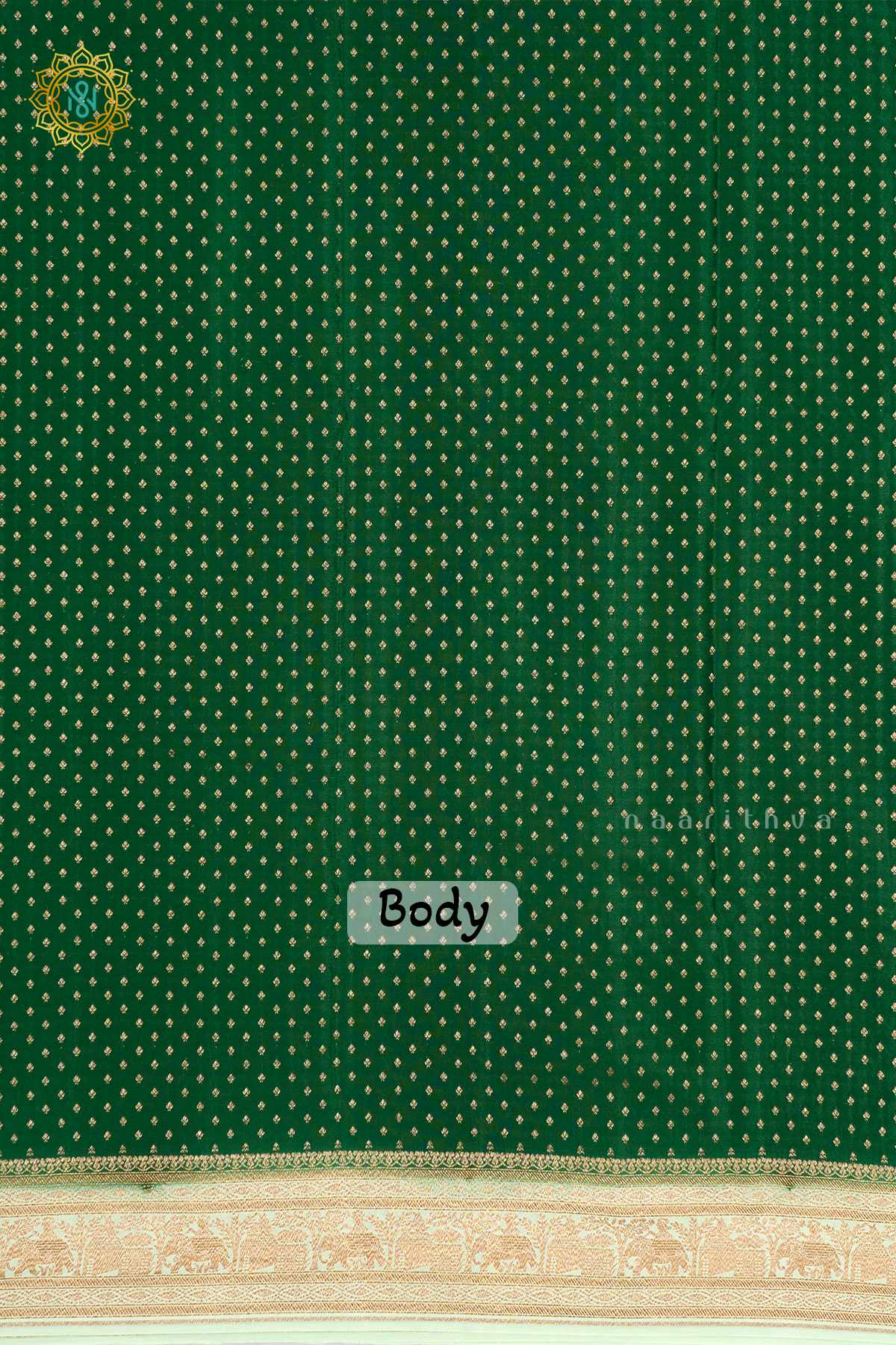 GREEN WITH LIGHT GREEN - PURE BANRASI CREPE SILK