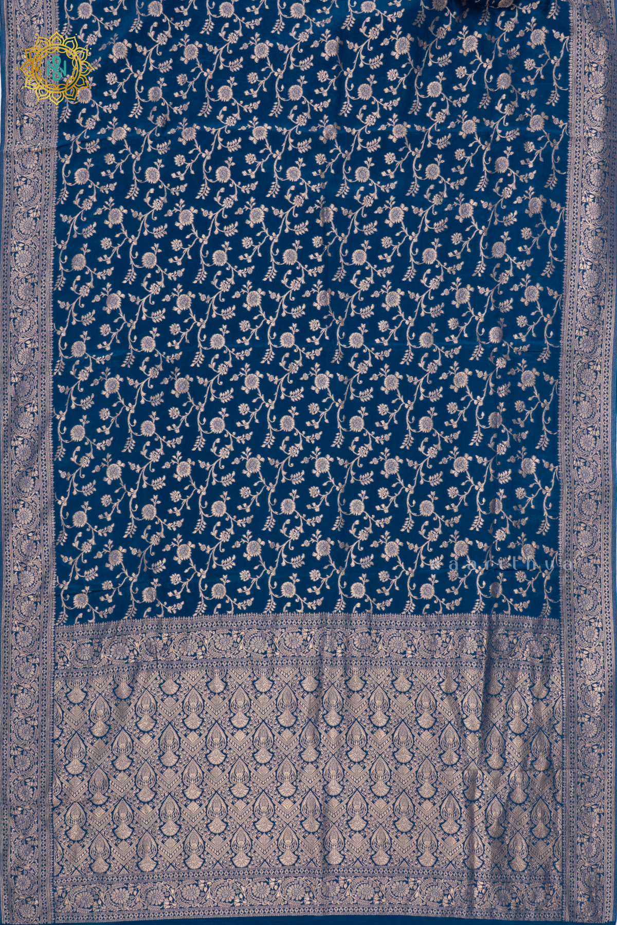 PEACOCK BLUE - SEMI BANARASI CREPE