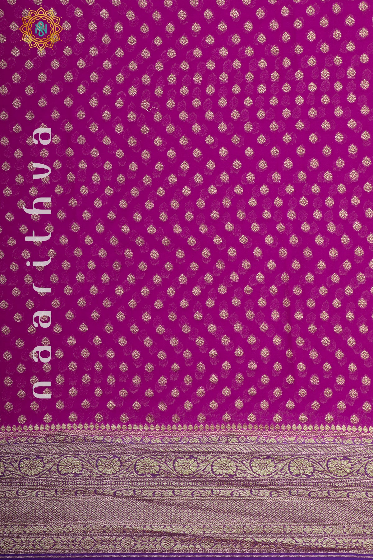 PINK WITH PURPLE - PURE BANARASI KHADDI GEORGETTE