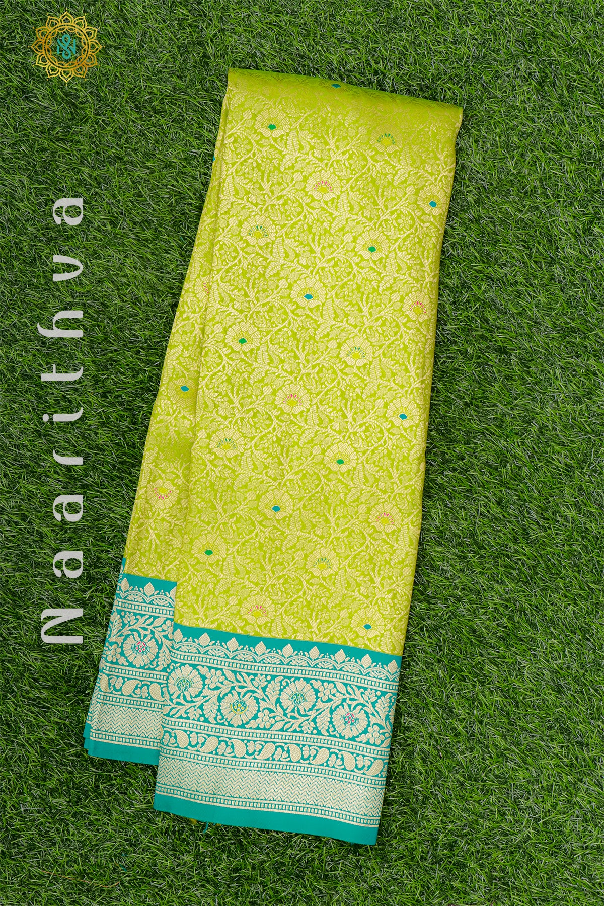 PARROT GREEN WITH CYAN GREEN - SEMI KANCHI