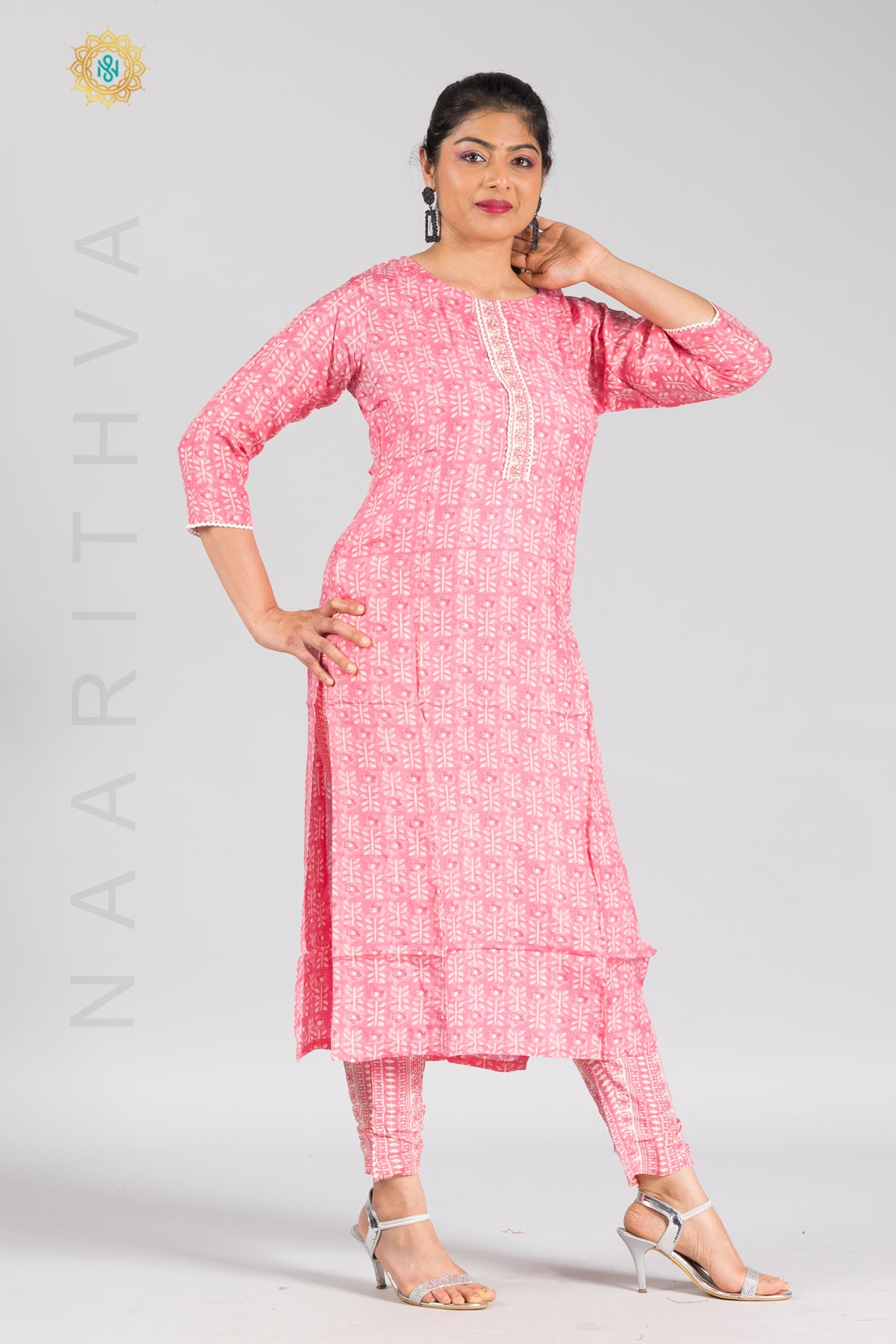 PINK - PRINTED STRAIGHT CUT KURTI & BOTTOM SUIT