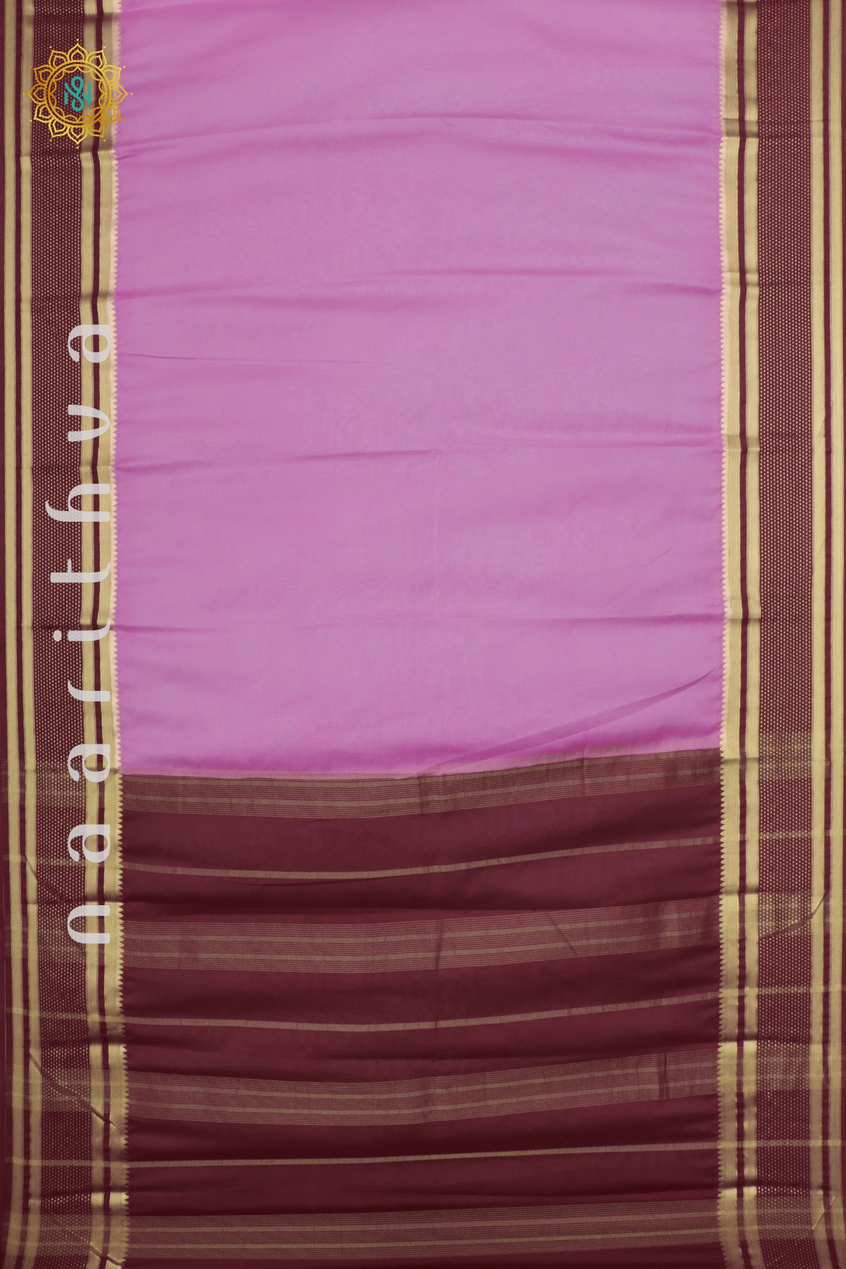 PINKISH LAVENDER WITH MAROON - SEMI MYSORE CREPE SILK