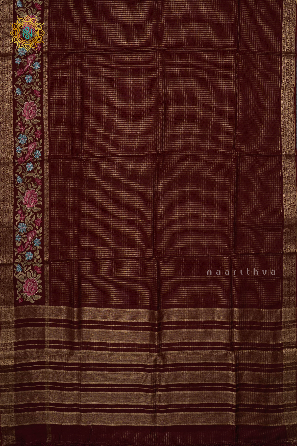 BROWN - SEMI CREPE SILK WITH EMBROIDERY