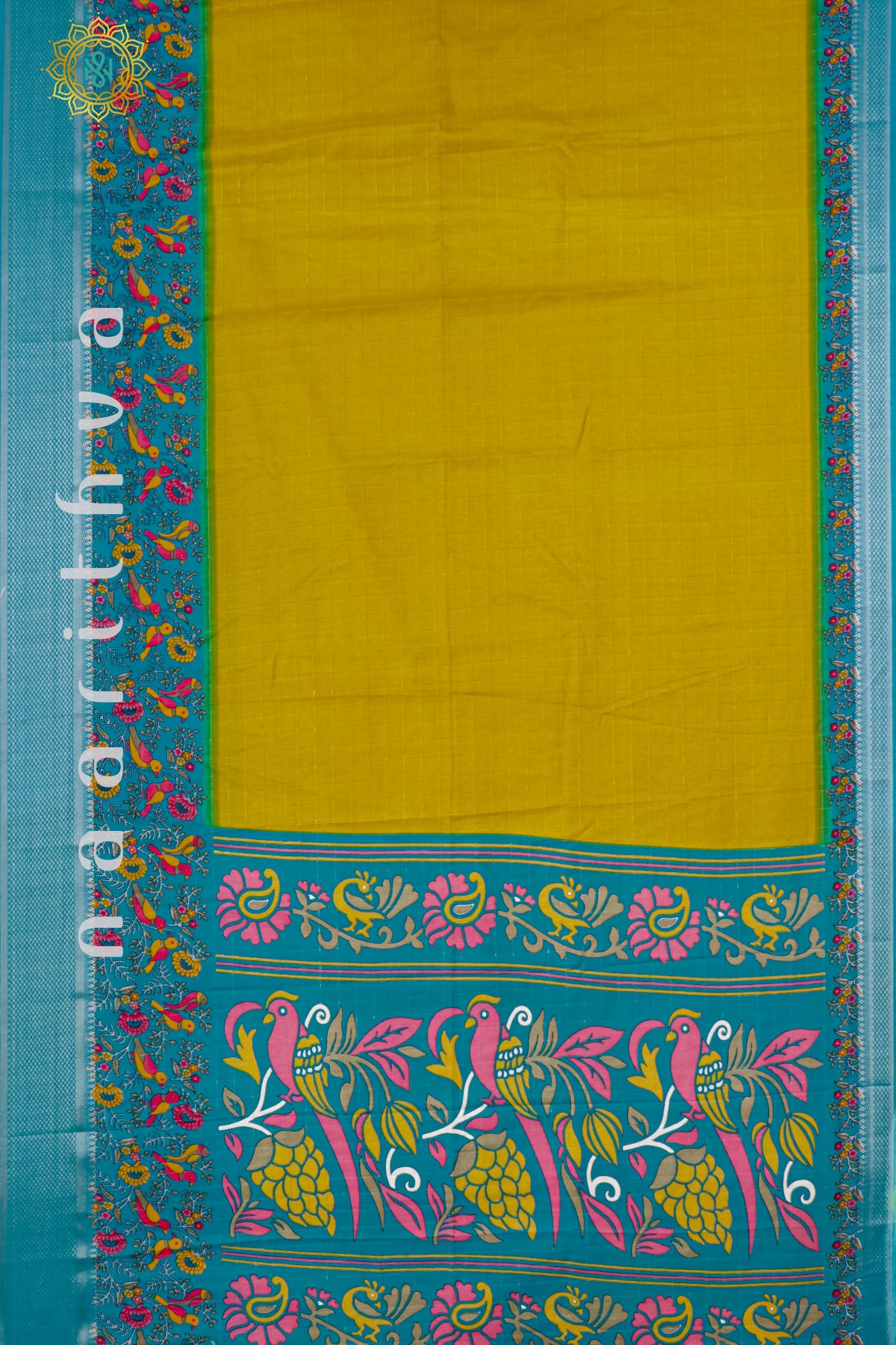 YELLOW WITH SKY BLUE - DOLA SILK