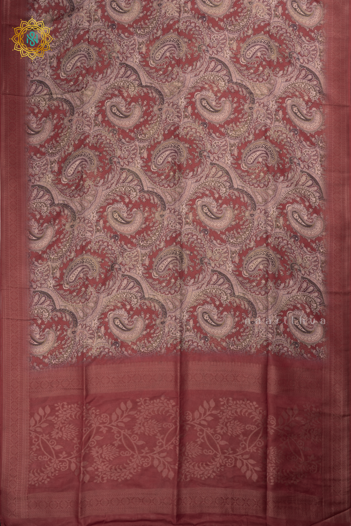 Red Semi Crepe Silk Saree with Printed Body, Zari Border, and Zari Pallu