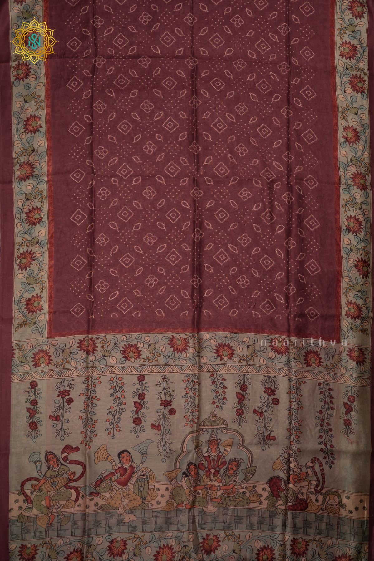 ROUGE PINK WITH LIGHT BLUE - LINEN BY COTTON SAREE