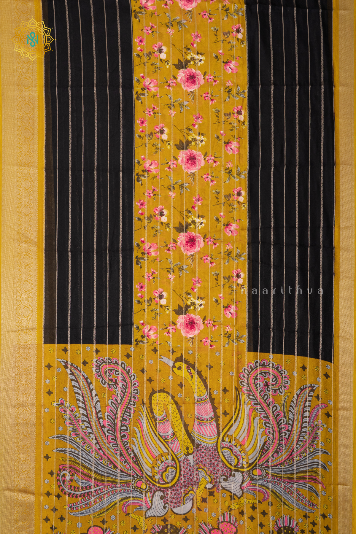 BLACK WITH YELLOW - SEMI GEORGETTE