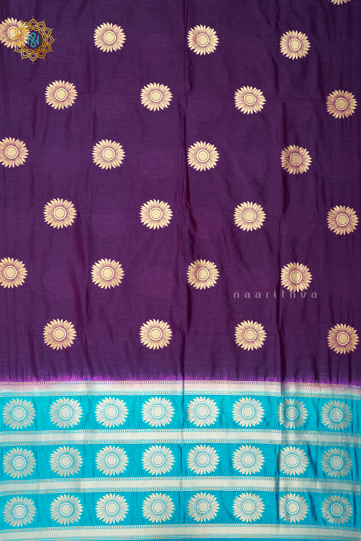 PURPLE WITH SKY BLUE - SEMI RAW SILK