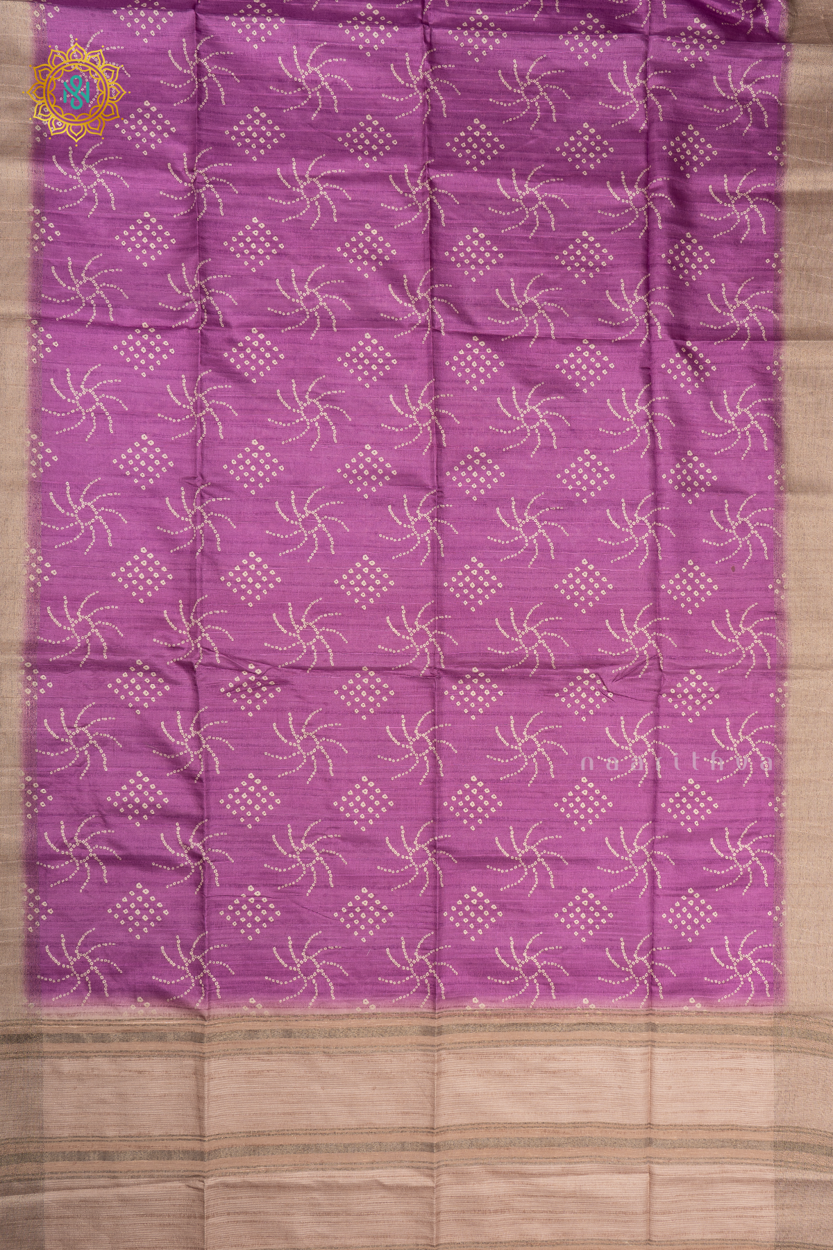 LAVENDER WITH BEIGE - SEMI TUSSAR SILK