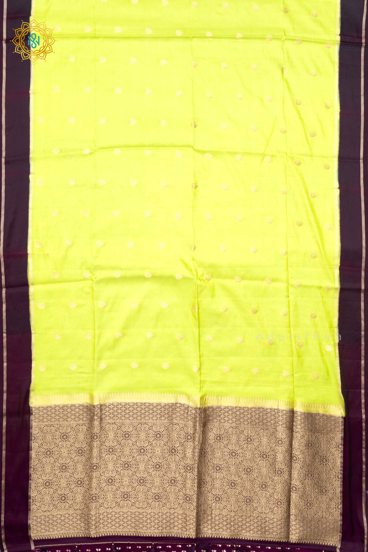 LEMON GREEN WITH DEEP WINE - SEMI SILK