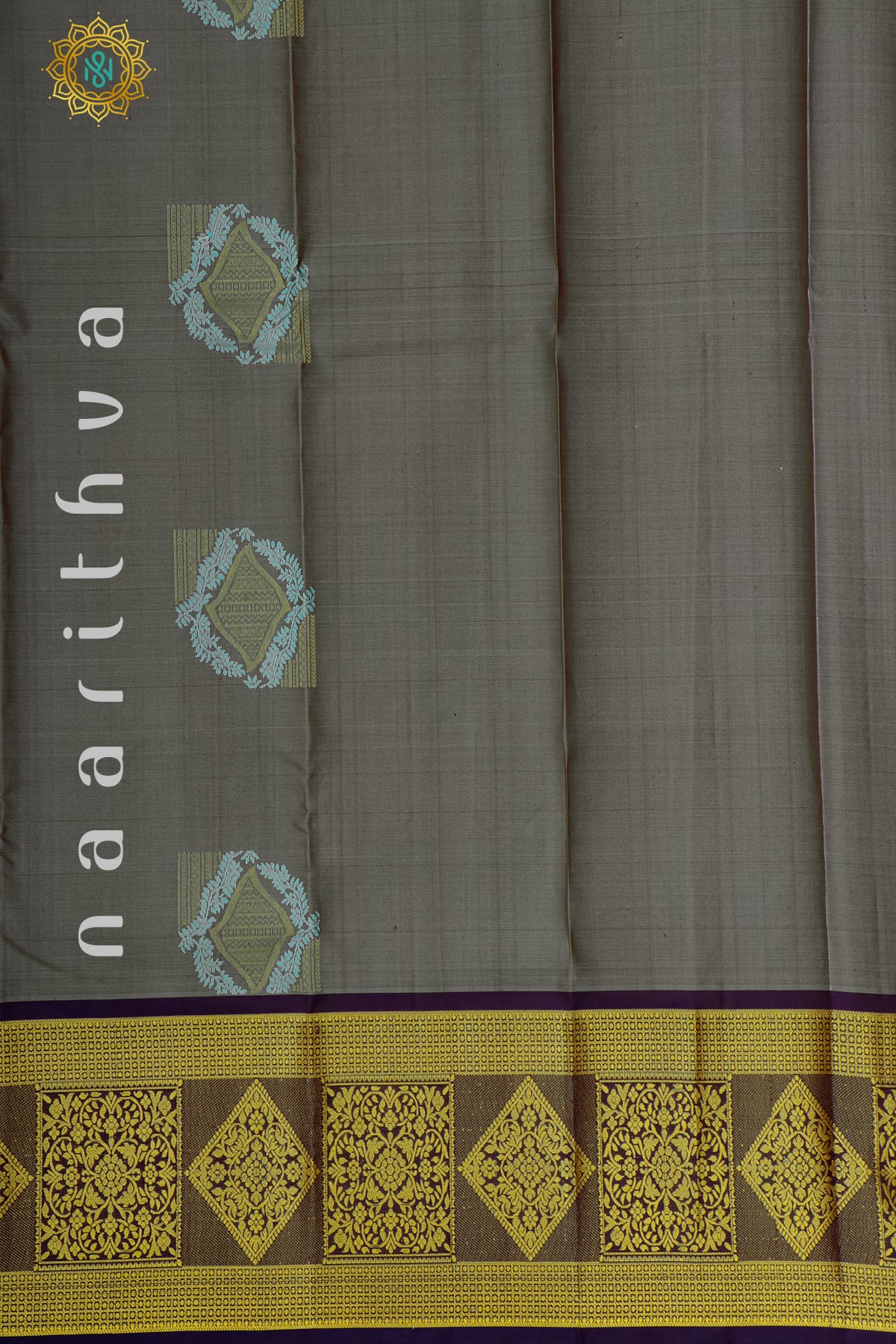 GREY WITH VIOLET - PURE KANJIVARAM SILK