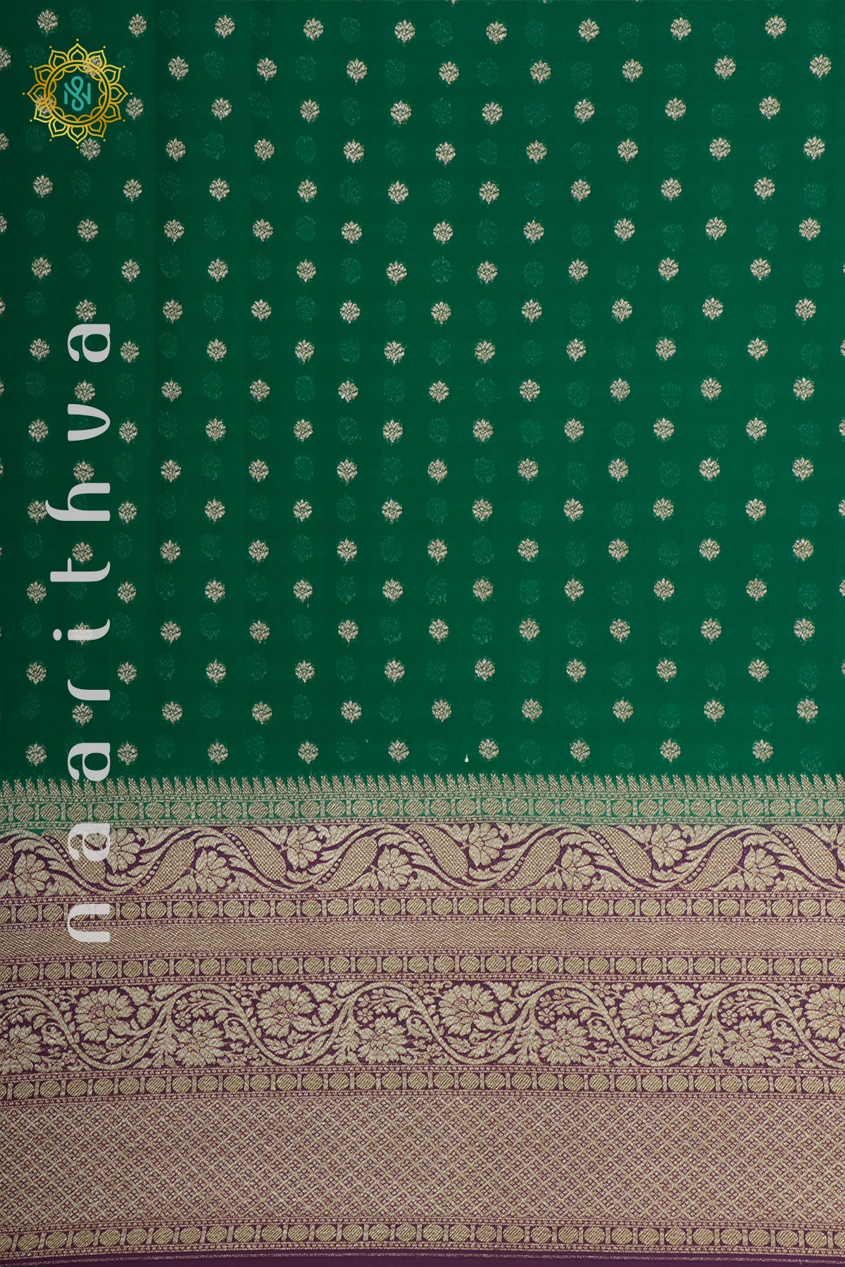 GREEN WITH WINE - PURE BANARASI KHADDI GEORGETTE