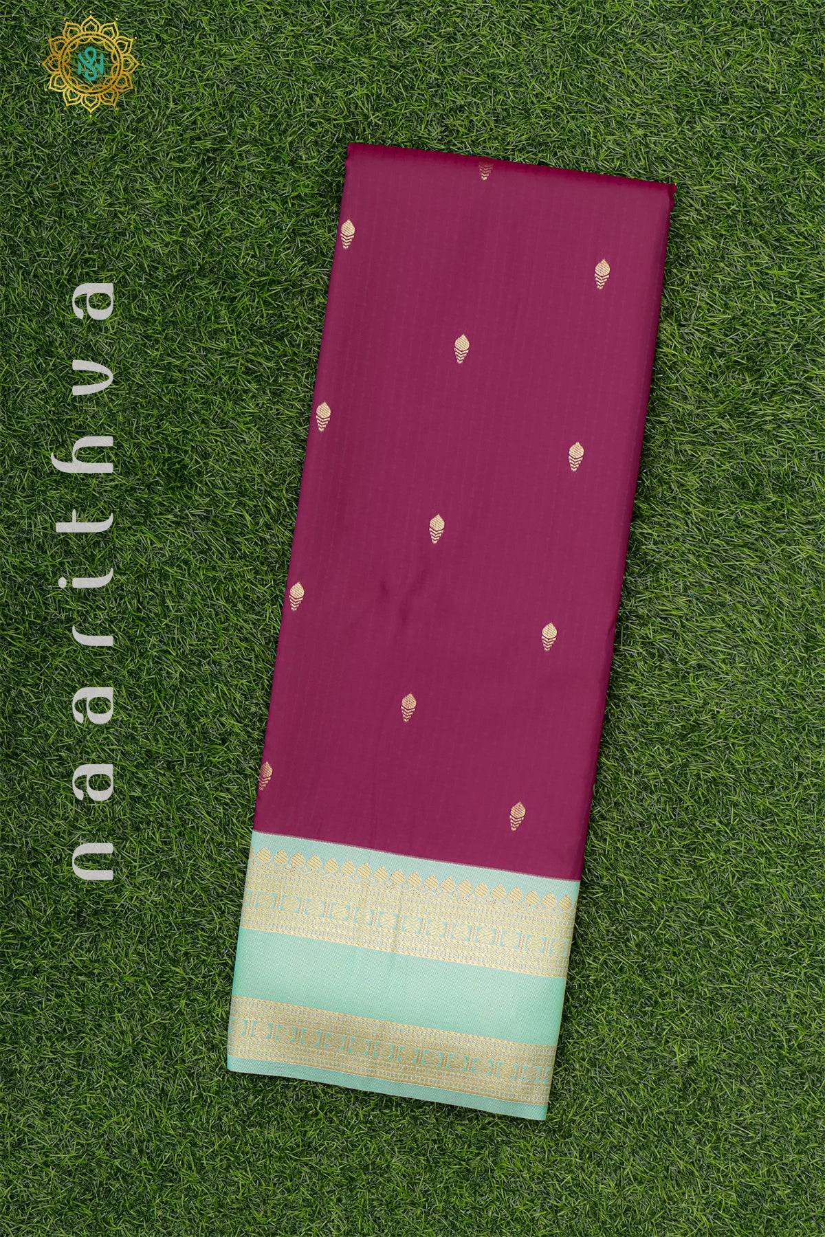 PINK WITH PISTA GREEN - SEMI SILK