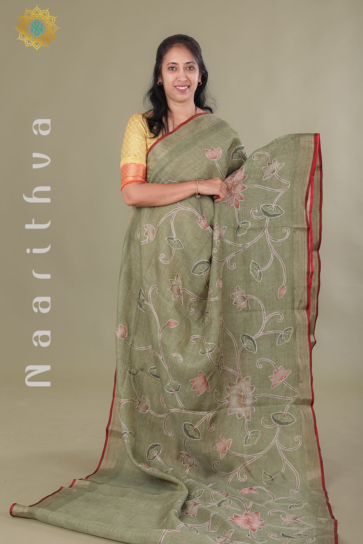 GREEN - KALAMKARI LINEN TISSUE