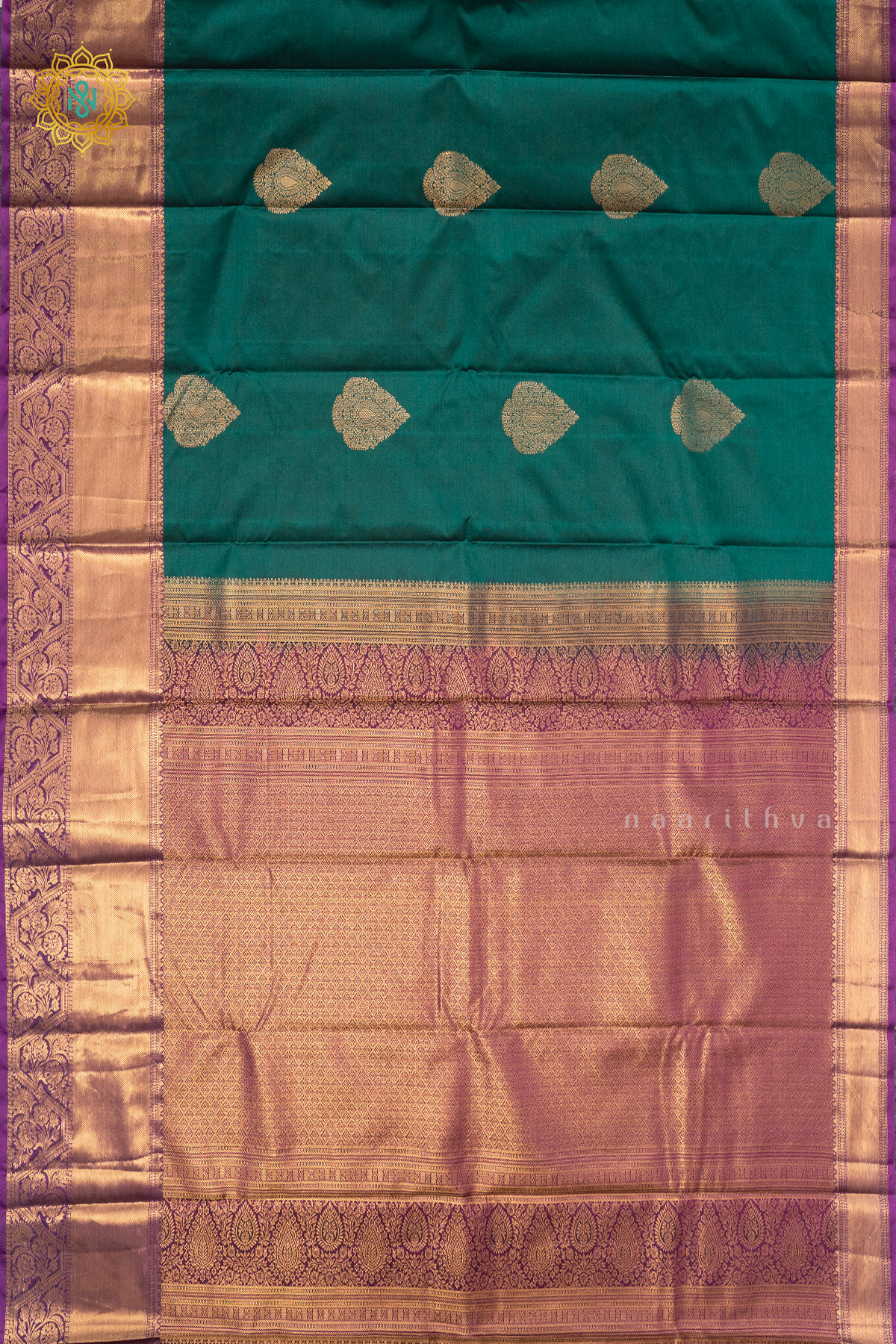 GREEN WITH PURPLE - SEMI KANCHI