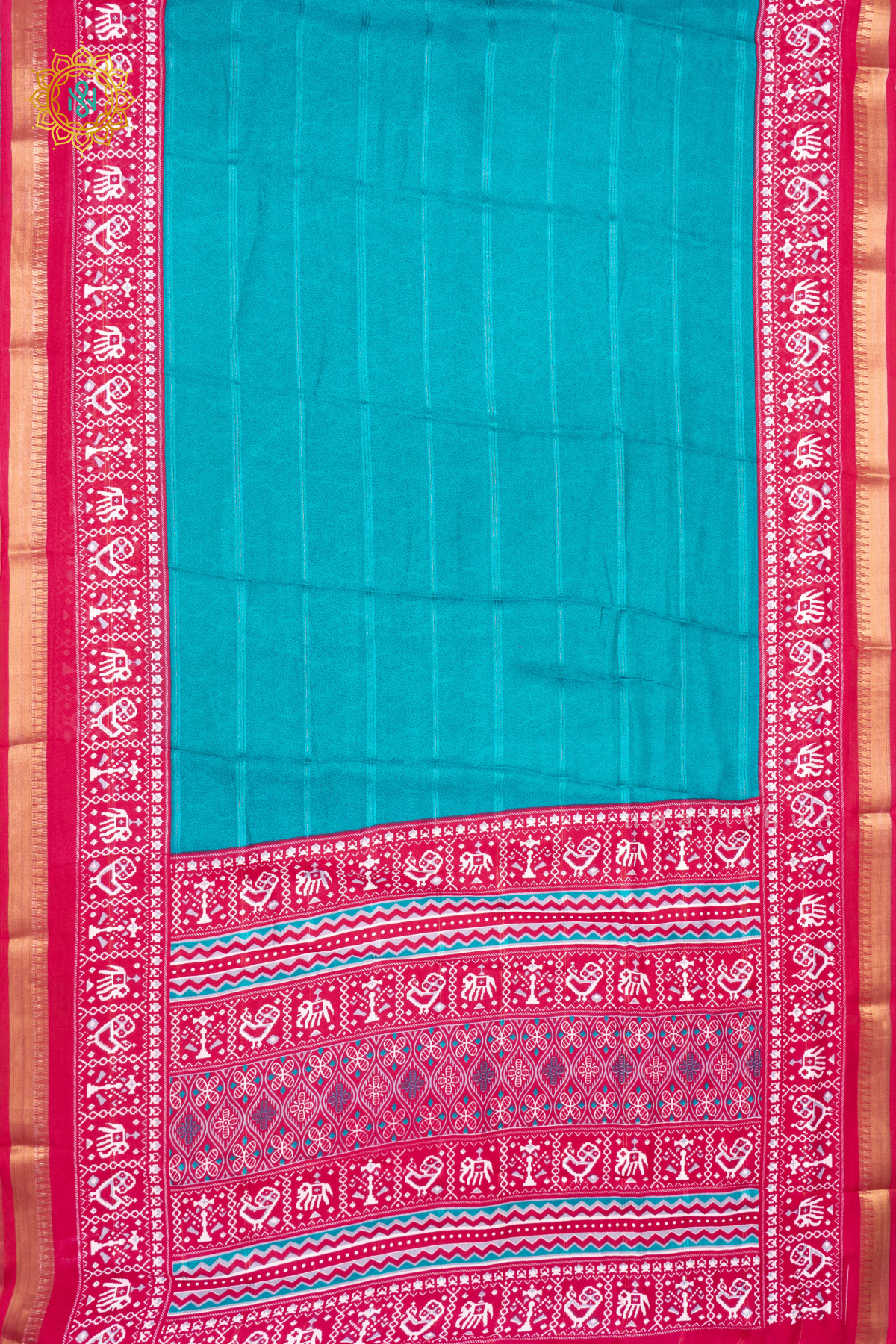 SKY BLUE WITH PINK - SEMI GEORGETTE