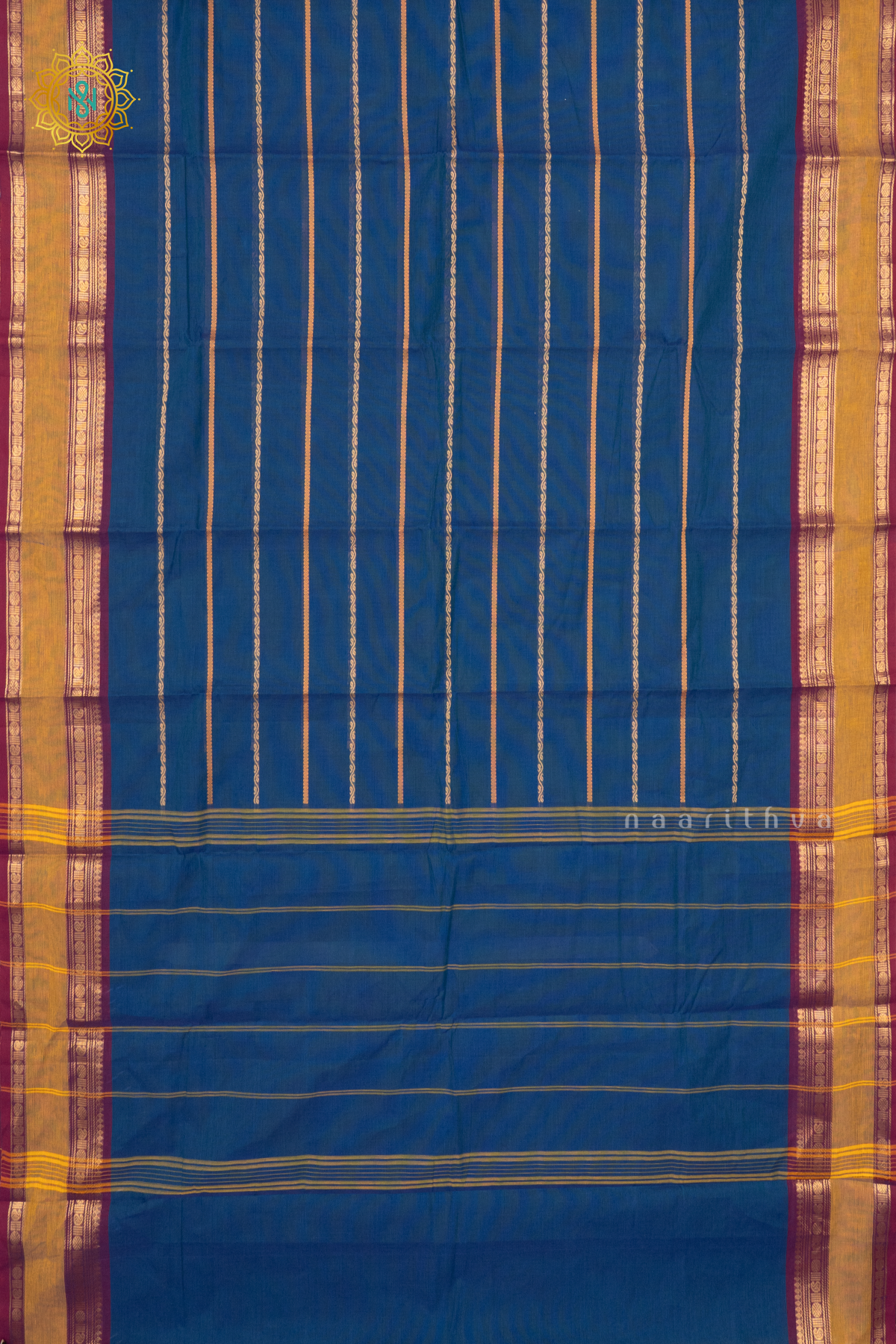 TEAL BLUE WITH MAGENTA - CHETTINAD COTTON