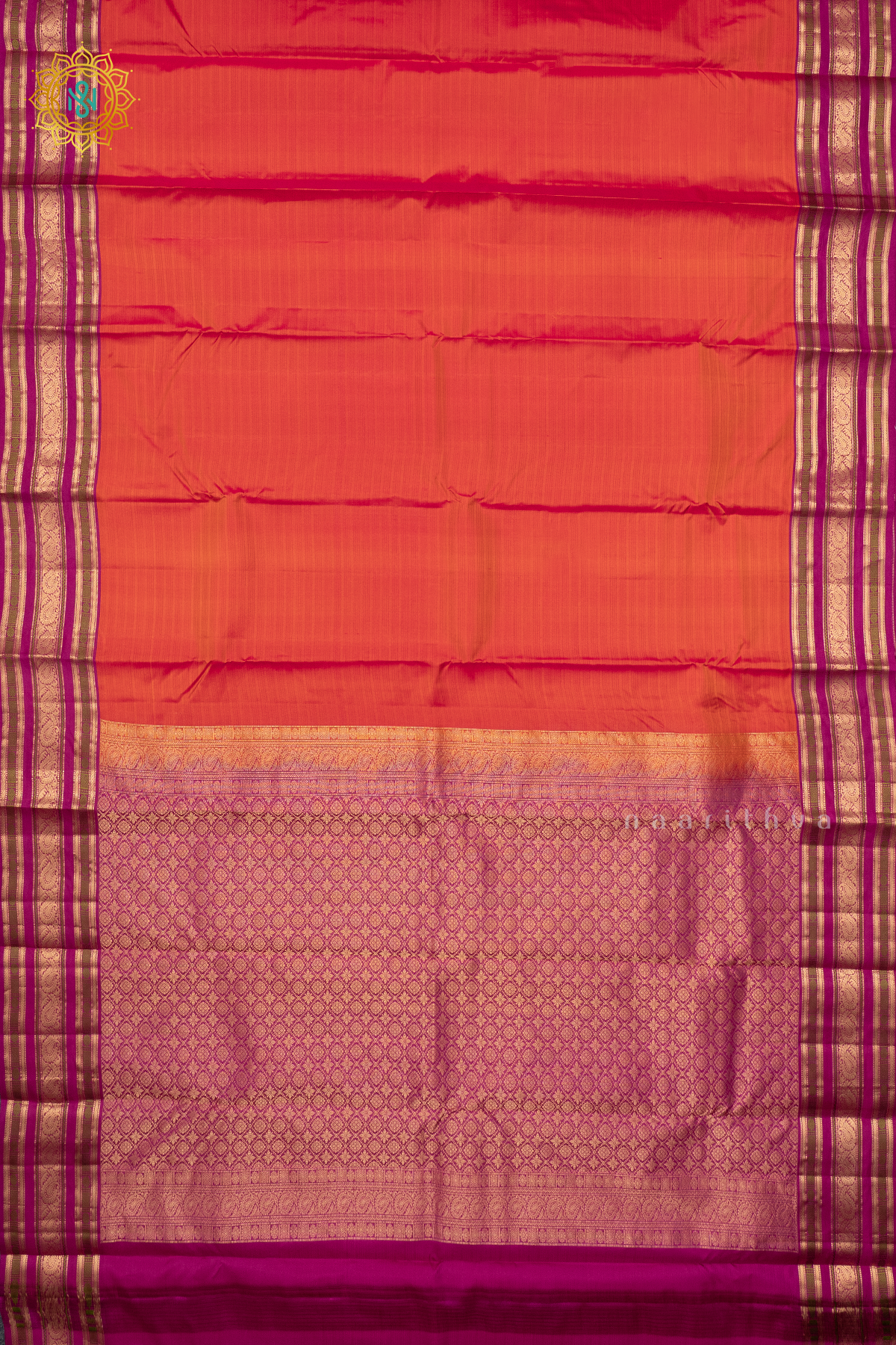 ORANGE WITH PINK - PURE KANJIVARAM SILK