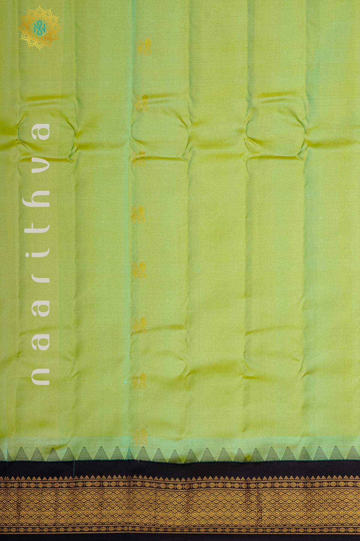 DUAL SHADE OF GREEN WITH BLACK - PURE GADWAL SILK