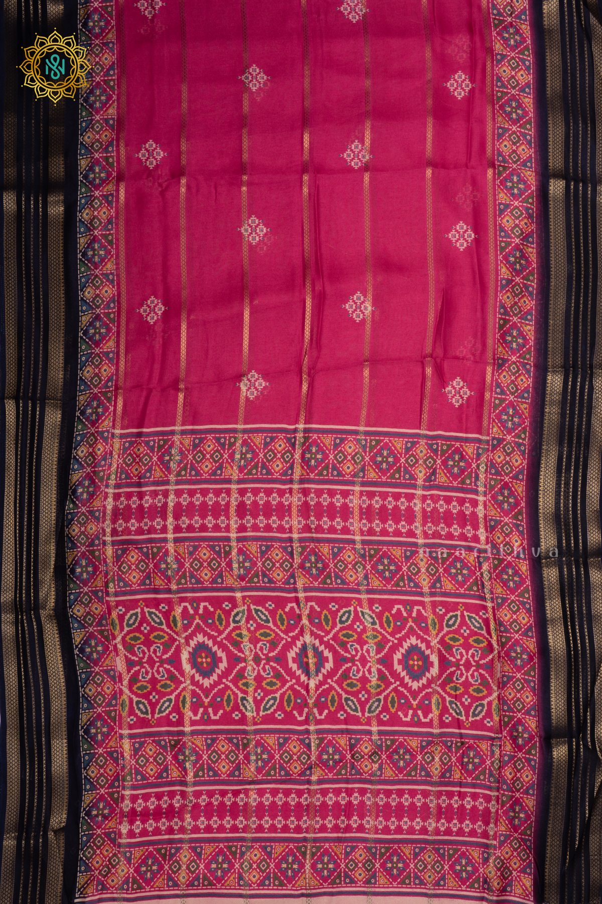 PINK WITH BLACK - SEMI GEORGETTE