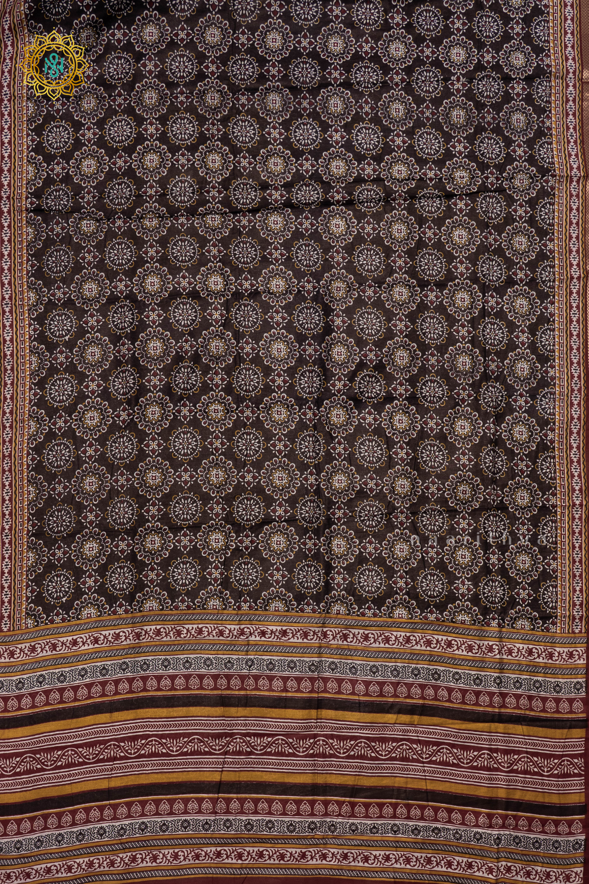 BLACK WITH BROWN - VISCOSE COTTON