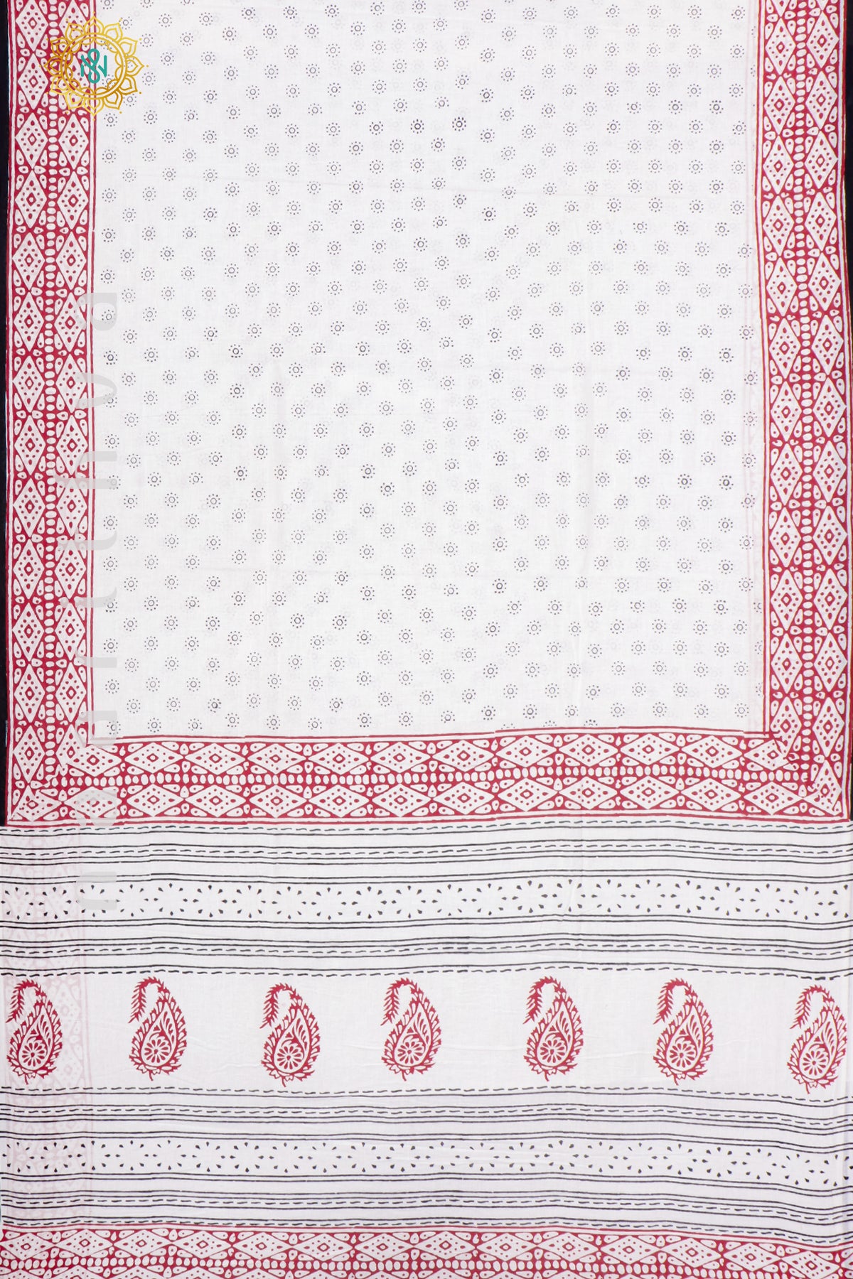 WHITE WITH RED - MUL COTTON