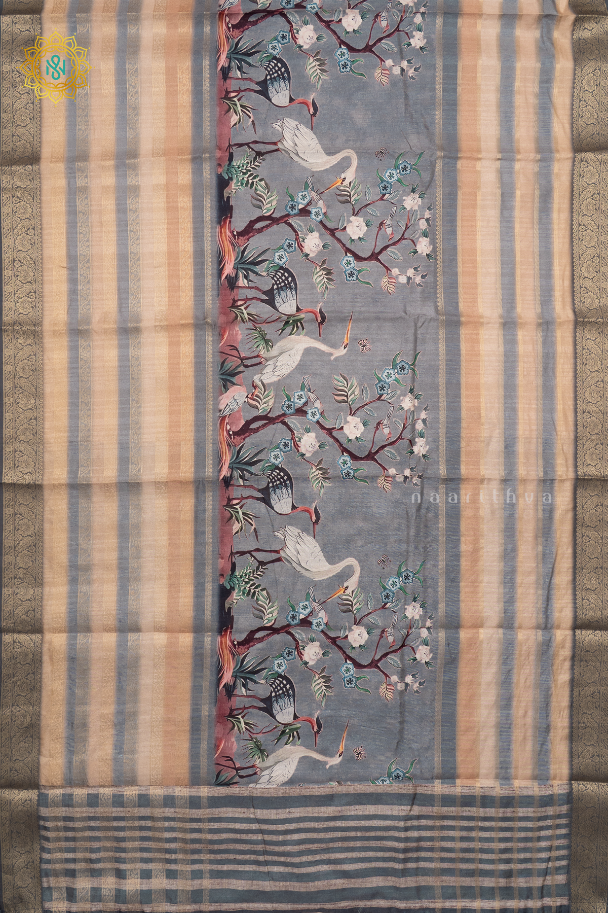 GREY WITH ELEPHANT GREY - SEMI CREPE SILK