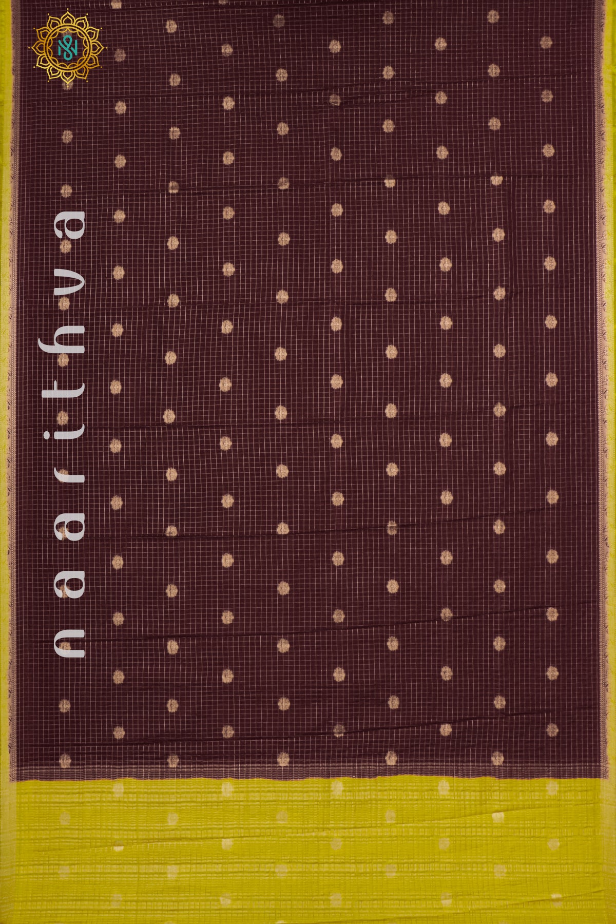 BROWN WITH YELLOW - SEMI MYSORE CREPE SILK