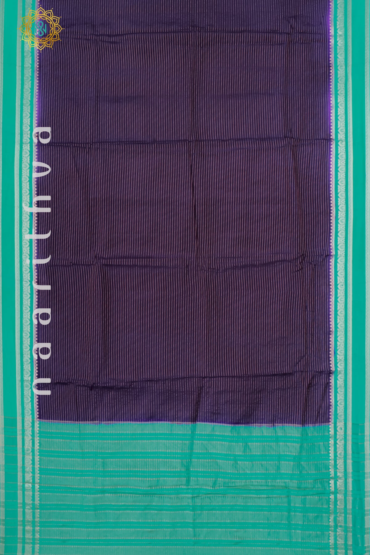 NAVY BLUE WITH AQUA GREEN - DOLA SILK