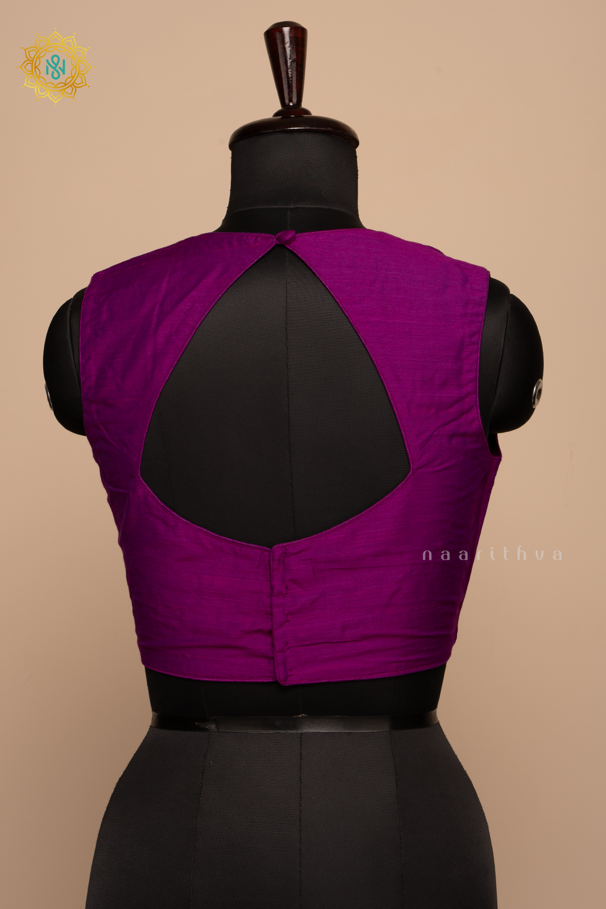 Dual Shade of Purple - Plain Raw Silk Sleeveless Readymade Blouse