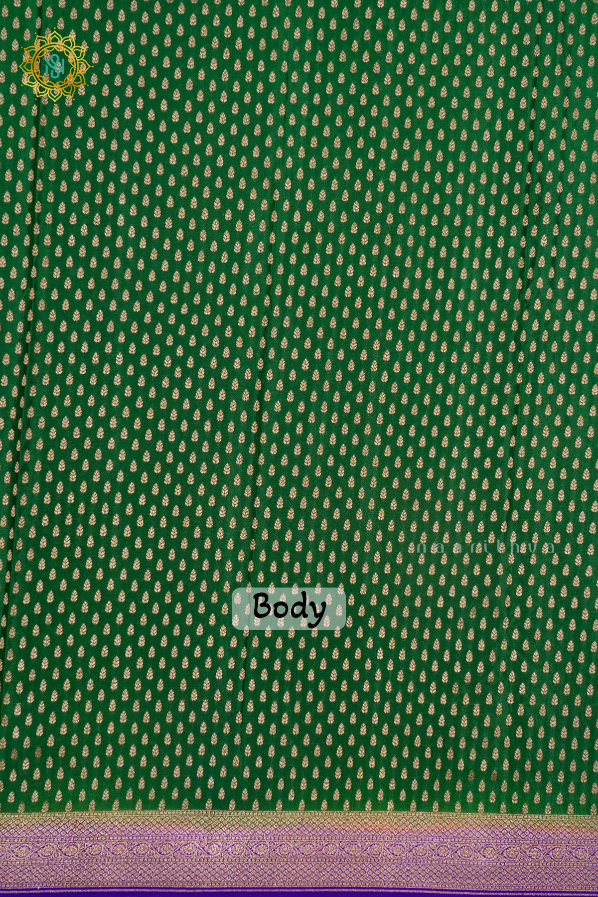 GREEN WITH PURPLE - PURE BANARASI CREPE SILK